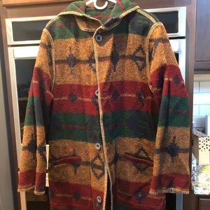 Vintage Aztec Reversible Hooded Blanket Duster